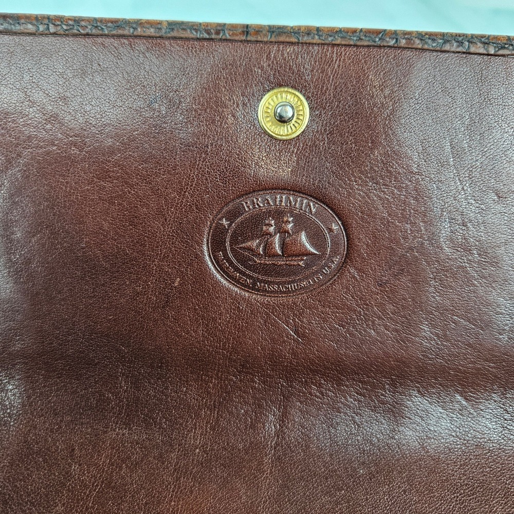 Brahmin Tuscan Croc leather wallet, two toned brown checkbook vintage wallet - Picture 5 of 10